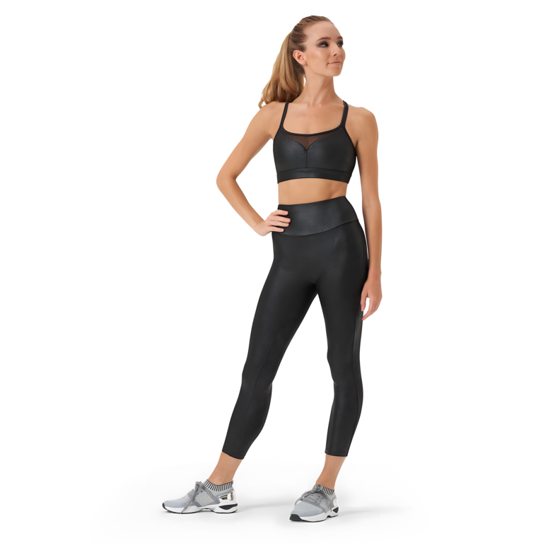 Bloch Adele P0528 Black Leather Look High Waist Tanz Leggings In Leder Optik 01