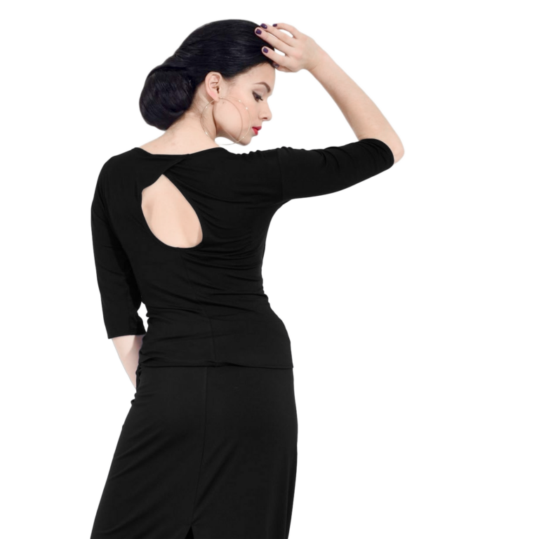 Dance Everywear Grace Sm6023 Black Schwarzes Tanz Top Mit Schluesselloch Ausschnitt 06