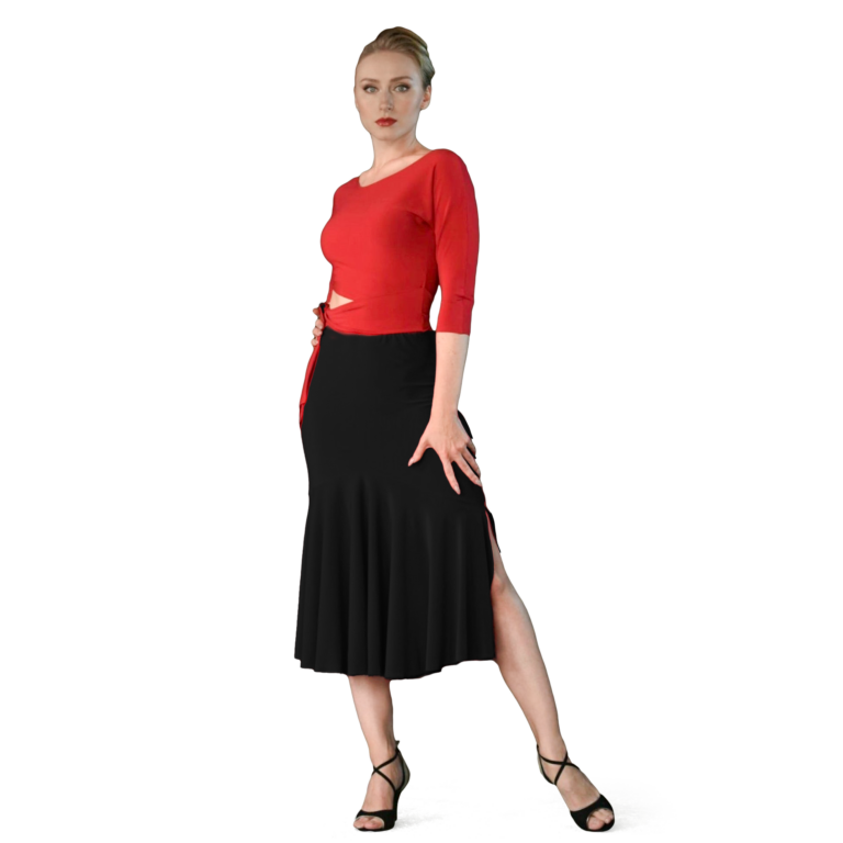 Dance Everywear Jacky Sm7018 Black Tanzrock Mit Falten Und Schlitz Schwarz 01