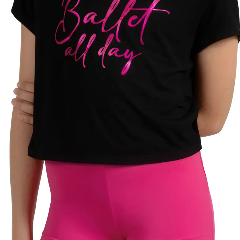 Mirella M745c Black Kinder Ballett T Shirt Mit Druck Schwarz 01