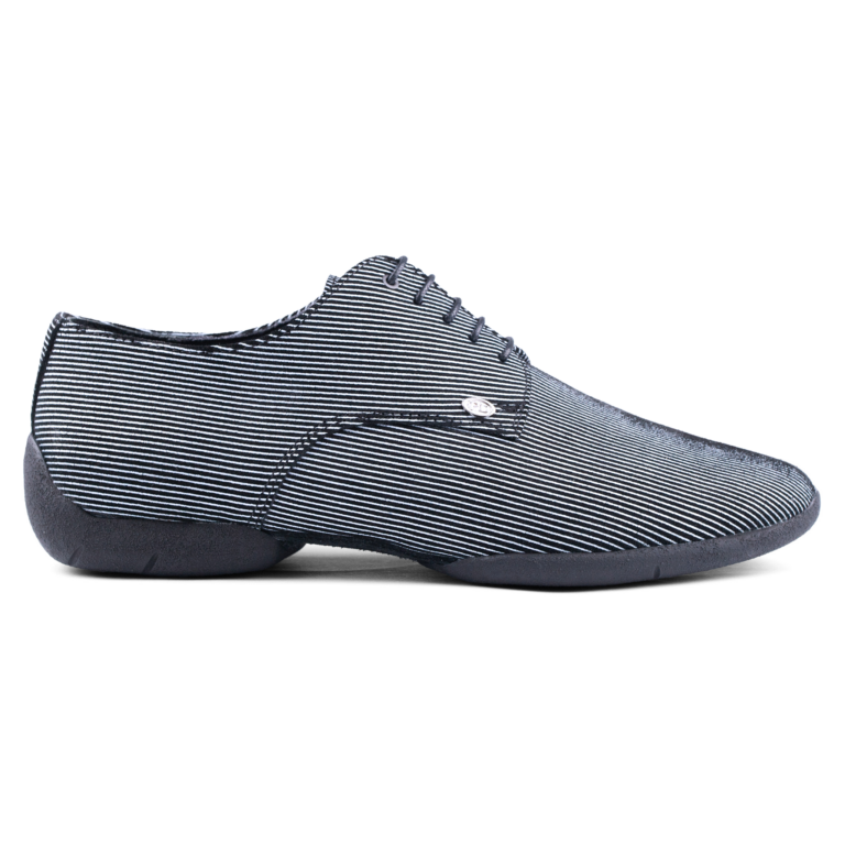 Portdance Pd 018 Black White Sneaker Sole Gestreifter Herren Tanzschuh Gummisohle 02