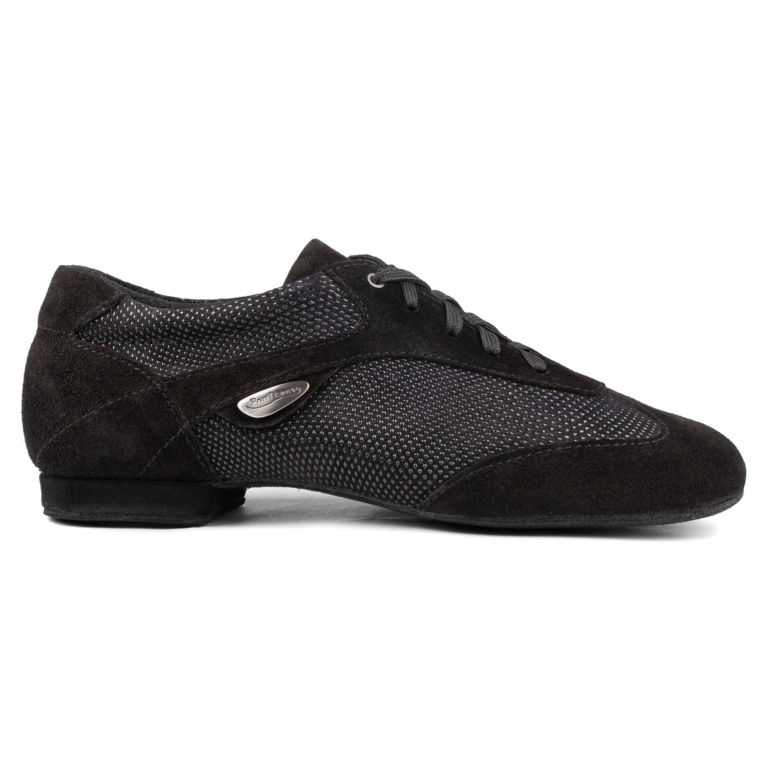 Portdance Pd07 Fashion Black Nubuck Sole Schwarze Damen Tanzsneaker Glanzpraegung 01