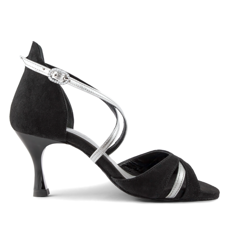 Portdance Pd816 60 Black Silver Tanzsandale Schwarz Silber 6 Cm Absatz 01