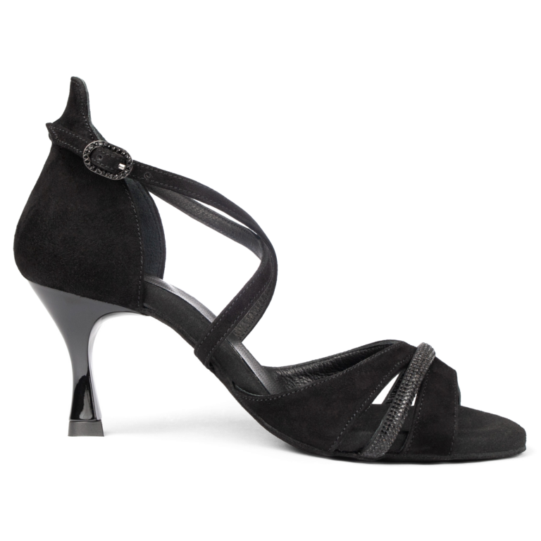 Portdance Pd816 60 Black Sparkling Strap Schwarze Tanzsandale Mit Glitzer Details 01