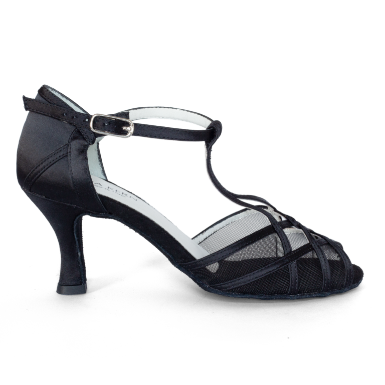 Anna Kern 640 60 Schwarz Satin Peeptoe Tanzschuh T Riemchen 02