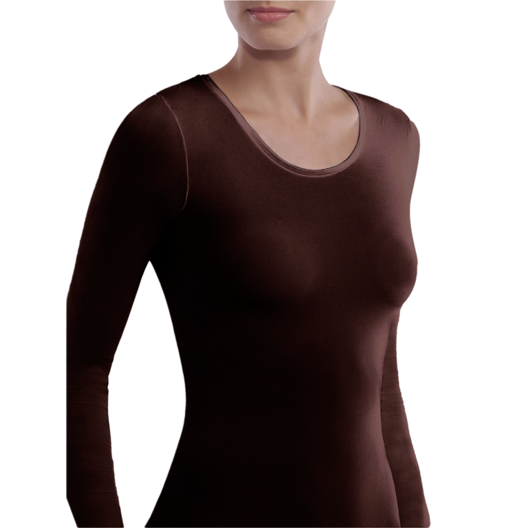 Deine Andere Haut Unterzieh Shirt Choco U Rundhals Langarm Dunkelbraun 01