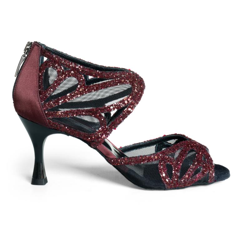 Portdance Pd808 Bordeaux Satin Glitter Tanzschuhe Damen 02