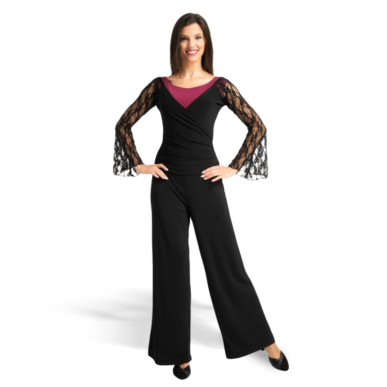 Rumpf Berlino Ru3826 Schwarz Weite Damen Tanzhose Umschlagbund 01