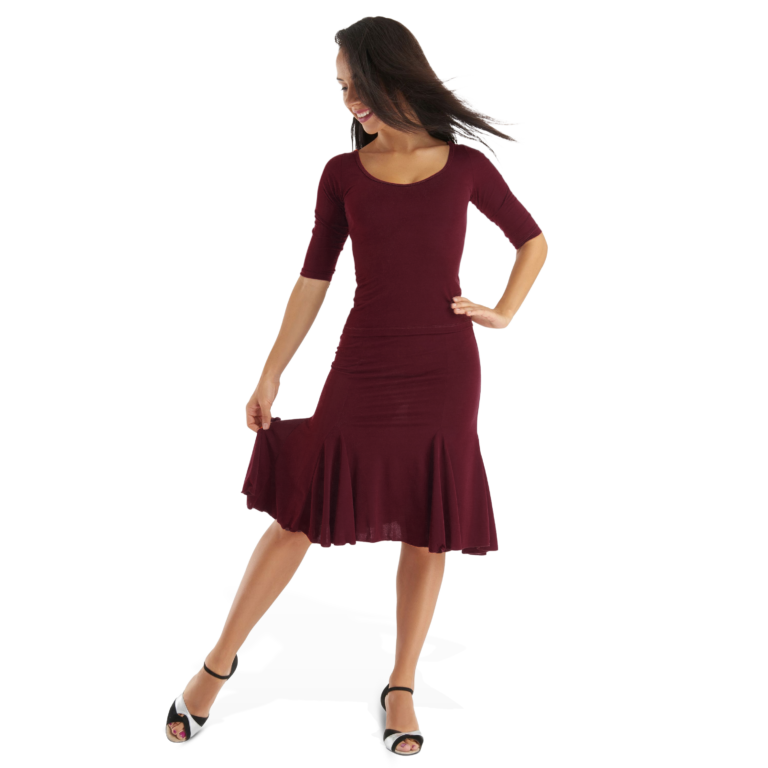 Rumpf Saragossa Ru 3778 Godet Tanzrock Aubergine 01