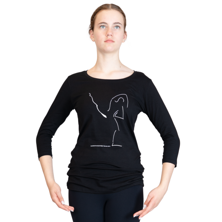 T Shirt Tanz Motiv Dreiviertel Arm Schwarz Heike Bartsch Tilt 01