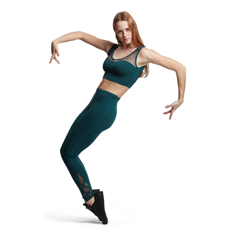 Tempsdanse Denisa Hibiskus Sport Bh Mit Elastischem Mesh Petrol 01