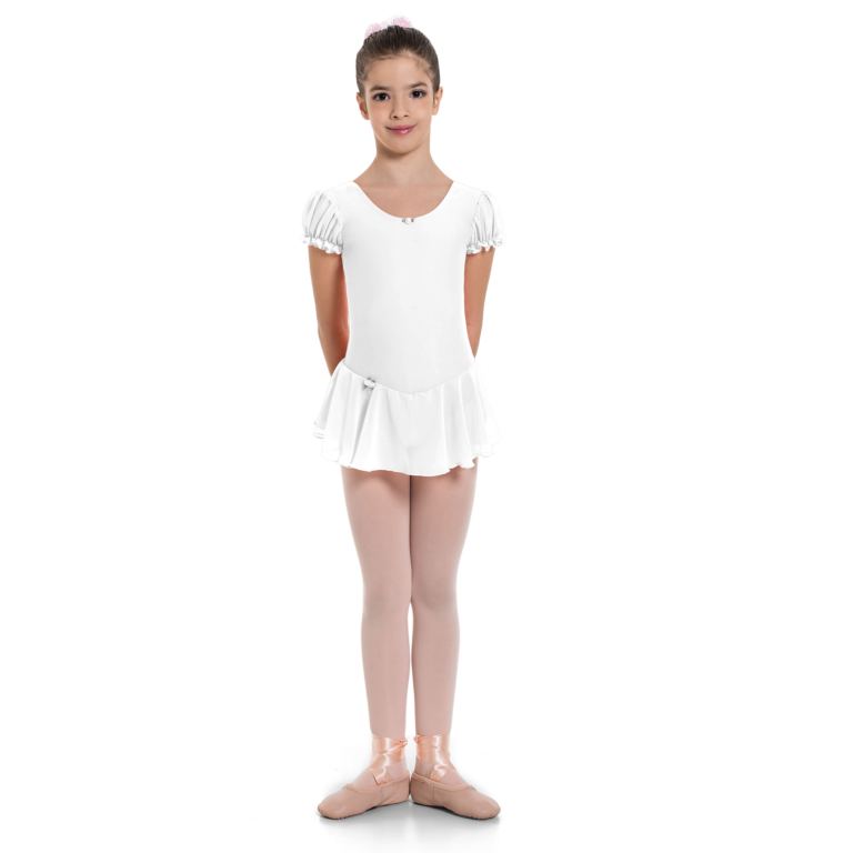 Sheddo 117c White Weisses Maedchen Ballettkleid Puffaermel 01