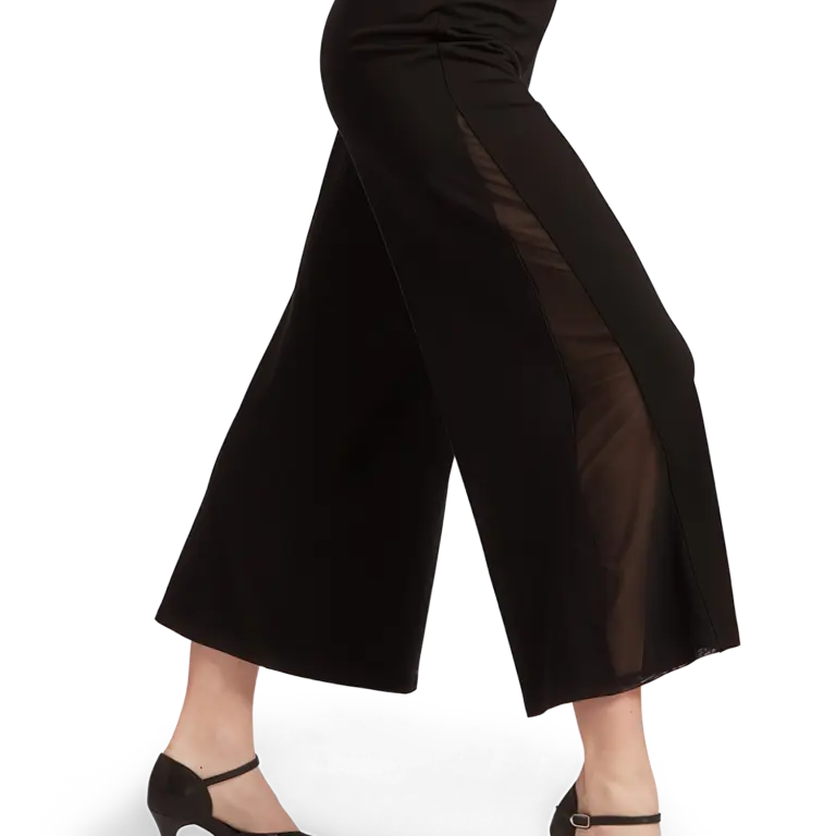 Tempsdanse Dolce Noir Weite 7 8 Tanzhose Mit Mesh Einsatz Schwarz 01