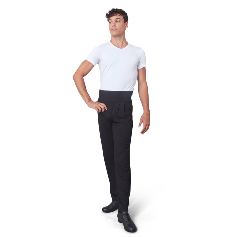 Tempsdanse Octavio Noir Schwarze Tanzhose Fuer Herren Breiter Bund 01