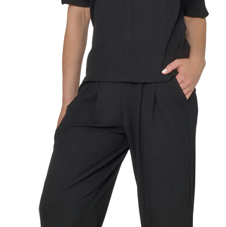 Tempsdanse Ringo Noir Gerippte Damen Tanzhose Mit Bundfalten Schwarz 01